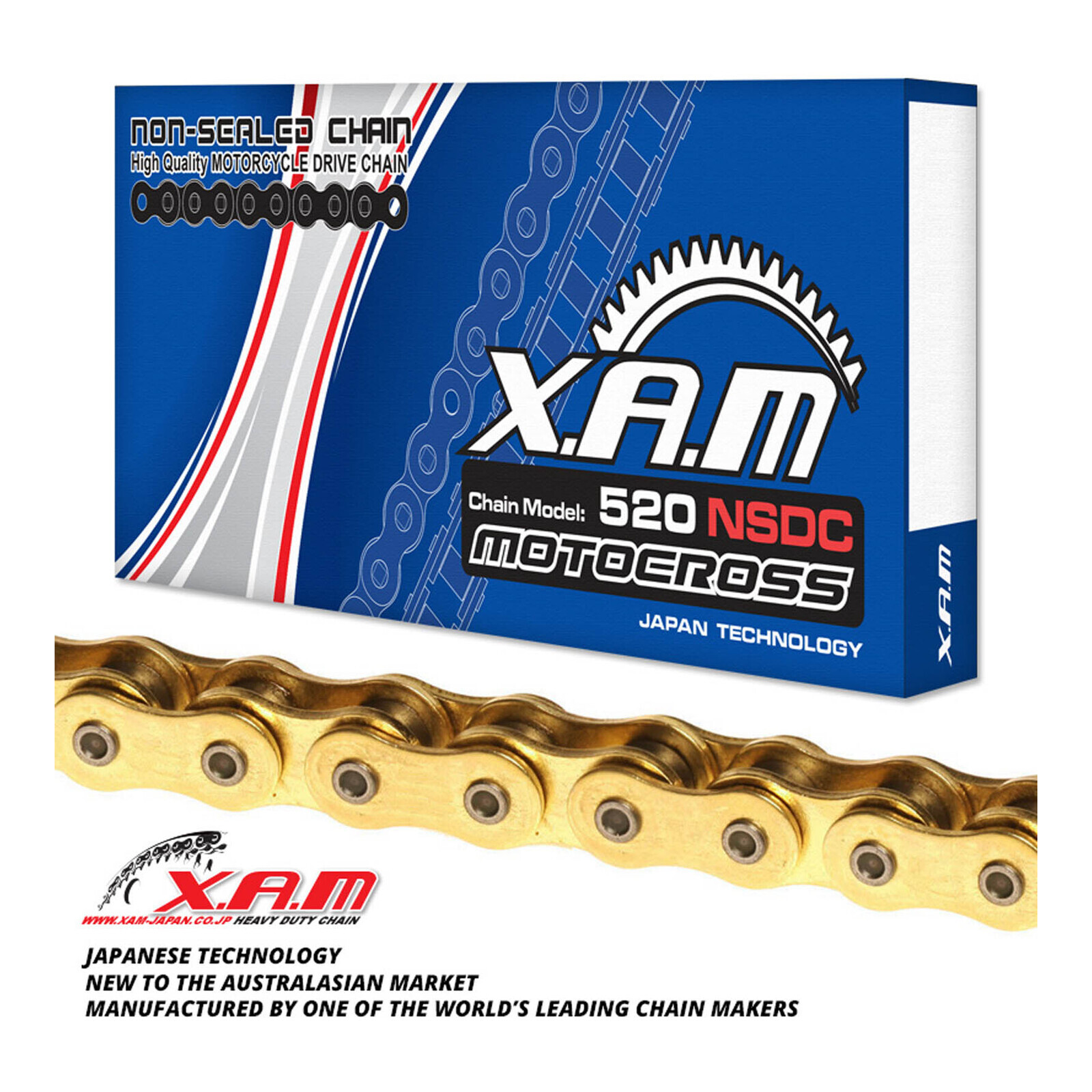 XAM 520NSDC Chromised Chain - Gold / Gold (104L)  with Clip Link