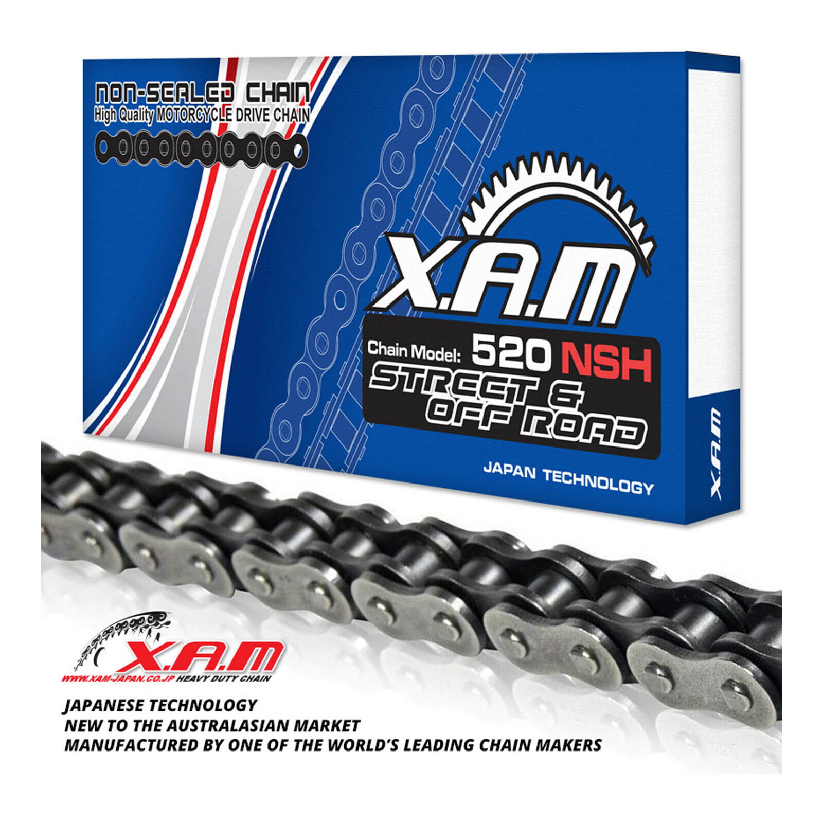 XAM 520NSH Non-Sealed Heavy Duty Chain (100L)  with Clip Link