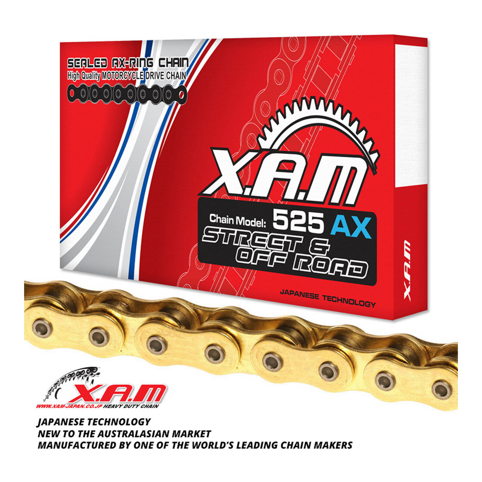 XAM 525AX X-Ring Chain - Gold / Gold (108L)  with Rivet Link