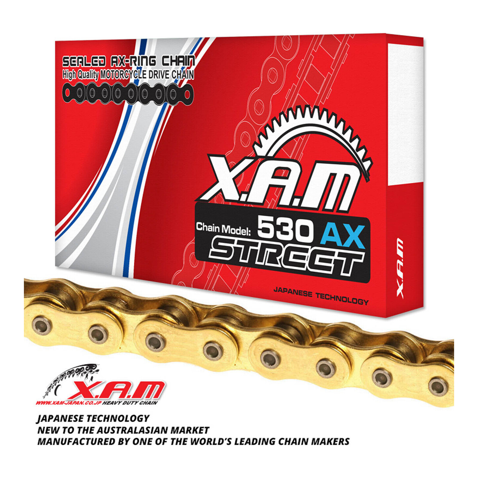 XAM 530AX X-Ring Chain - Gold / Gold (102L)  with Rivet Link