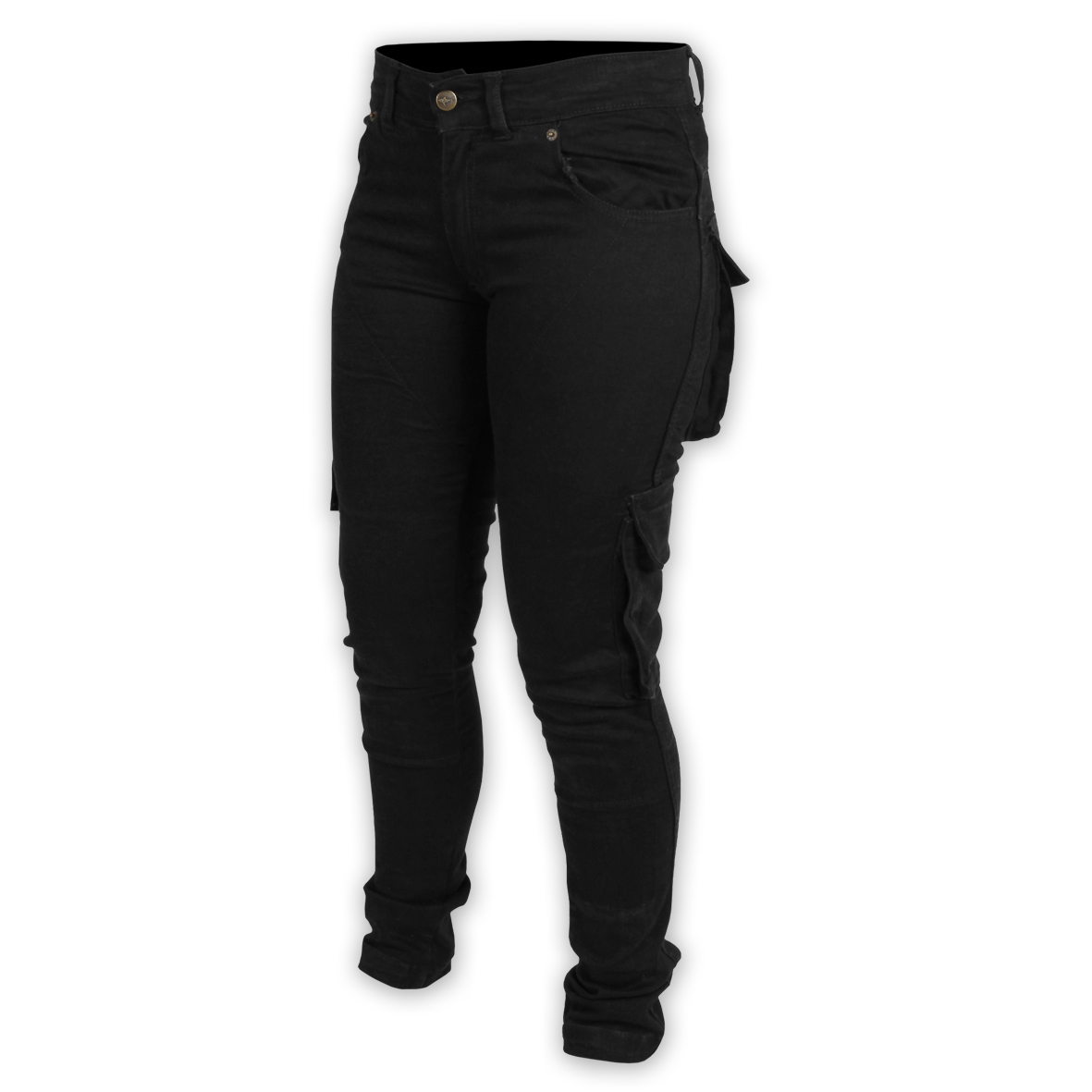 Ladies Super Stretch Denim Cargo [4 - Black]