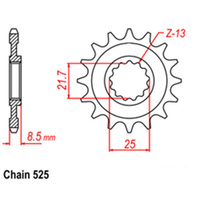 FRONT SPROCKET - STEEL 15T 525P