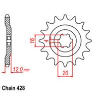 FRONT SPROCKET - STEEL 14T 428P