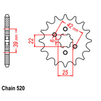 FRONT SPROCKET - STEEL 15T 520P D/D