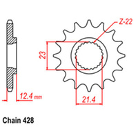 FRONT SPROCKET - STEEL 15T 428P