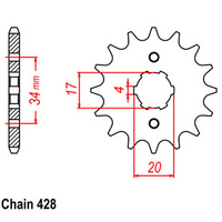FRONT SPROCKET - STEEL 17T 428P
