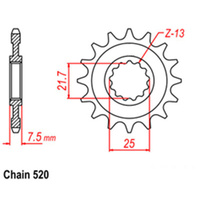 FRONT SPROCKET - STEEL 14T 520P