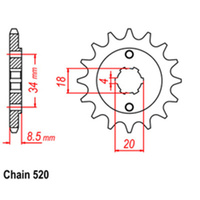 FRONT SPROCKET - STEEL 14T 520P