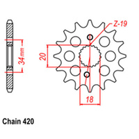 FRONT SPROCKET - STEEL 14T 420P