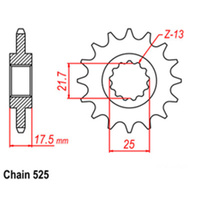 FRONT SPROCKET - STEEL 15T 525P