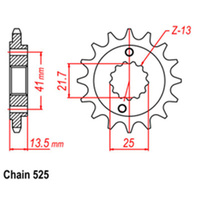 FRONT SPROCKET - STEEL 15T 525P