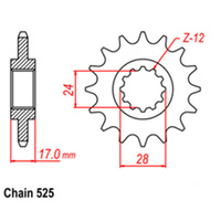 FRONT SPROCKET - STEEL 15T 525P