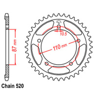 REAR SPROCKET - STEEL 46T 520P