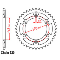 REAR SPROCKET - STEEL 48T 520P