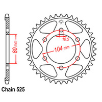 REAR SPROCKET - STEEL 43T 525P