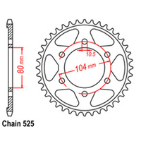 REAR SPROCKET - STEEL 44T 525P