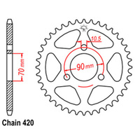 REAR SPROCKET - STEEL 47T 420P