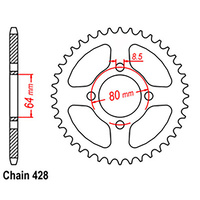 REAR SPROCKET - STEEL 33T 428P