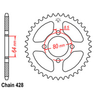 REAR SPROCKET - STEEL 36T 428P