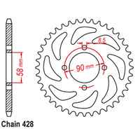 REAR SPROCKET - STEEL 45T #428