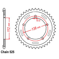 REAR SPROCKET - STEEL 38T 525P