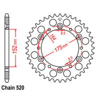 REAR SPROCKET - STEEL 42T 520P D/D