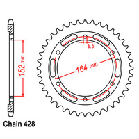 REAR SPROCKET - STEEL 56T 428P