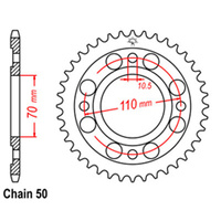 REAR SPROCKET - STEEL 36T 530P