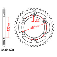 REAR SPROCKET - STEEL 42T 520P