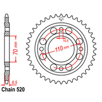 REAR SPROCKET - STEEL 41T 520P