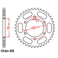 REAR SPROCKET - STEEL 44T 428P