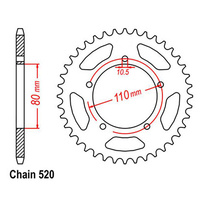 REAR SPROCKET - STEEL 39T 520P