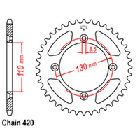 REAR SPROCKET - STEEL 56T 420P