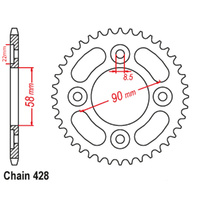 REAR SPROCKET - STEEL 39T 428P