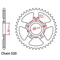 REAR SPROCKET - STEEL 50T 520P