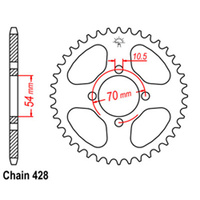 REAR SPROCKET - STEEL 42T 428P