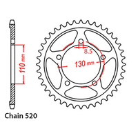 REAR SPROCKET - STEEL 40T 520P