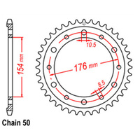 REAR SPROCKET - STEEL 44T 530P D/D