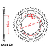 REAR SPROCKET - STEEL 45T 520P