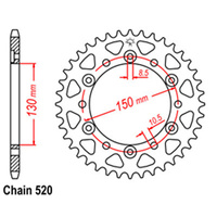 REAR SPROCKET - STEEL 43T 520P D/D