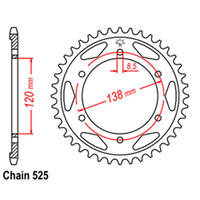 REAR SPROCKET - STEEL 40T 525P