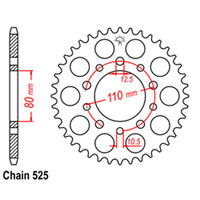 REAR SPROCKET - STEEL 36T 525P D/D