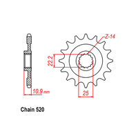 FRONT SPROCKET - STEEL 16T 520P