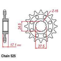 FRONT SPROCKET - STEEL 16T 525P