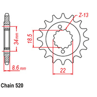 FRONT SPROCKET - STEEL 14T 520P