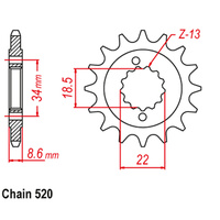 FRONT SPROCKET - STEEL 15T 520P