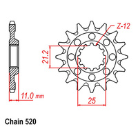 FRONT SPROCKET - STEEL 16T 520P