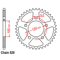 REAR SPROCKET - STEEL 40T 520P