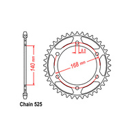 REAR SPROCKET - STEEL 47T 525P ALT B03