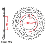 REAR SPROCKET - STEEL 42T 525P